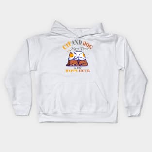 cat and dog naptime is my happy hour Kids Hoodie